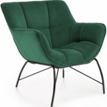 Nowoczesny Fotel welurowy designerki Belton ciemny zielony Halmar do salonu