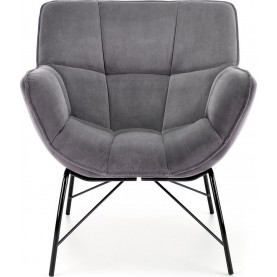 Nowoczesny Fotel welurowy designerki Belton szary Halmar do salonu 2