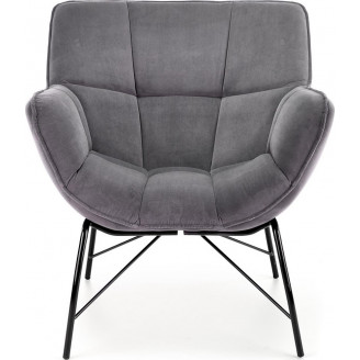 Nowoczesny Fotel welurowy designerki Belton szary Halmar do salonu