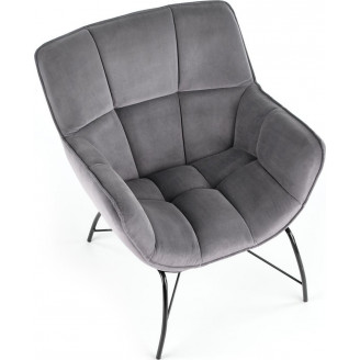 Nowoczesny Fotel welurowy designerki Belton szary Halmar do salonu