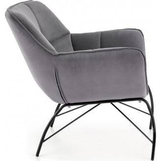 Nowoczesny Fotel welurowy designerki Belton szary Halmar do salonu
