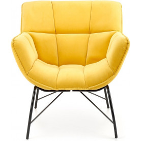 Nowoczesny Fotel welurowy designerki Belton żółty Halmar do salonu 2