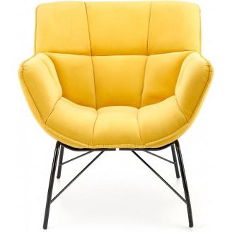 Nowoczesny Fotel welurowy designerki Belton żółty Halmar do salonu