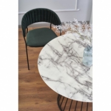 Stół okrągły nowoczesny Brodway 110 biały marmur/czarny Halmar do salonu i jadalni