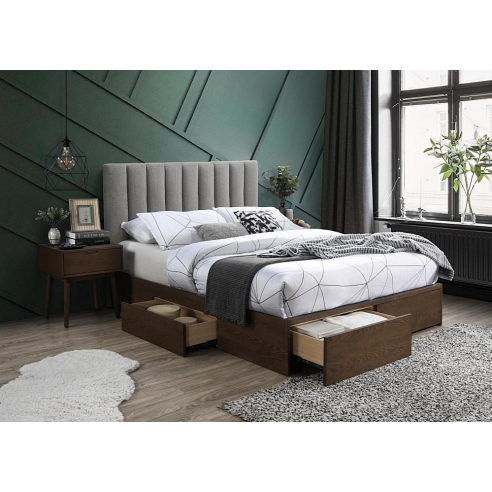 Łóżko loftowe z szufladami Gorashi 160 szary/orzech Halmar do sypialni