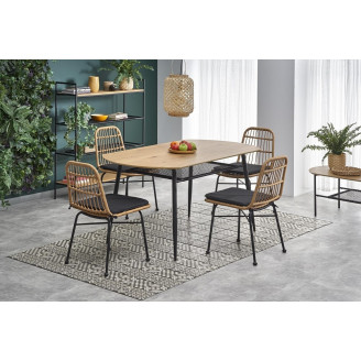 Stół loft z półką Jackson 160x90 dąb złoty/czarny Halmar do salonu i jadalni