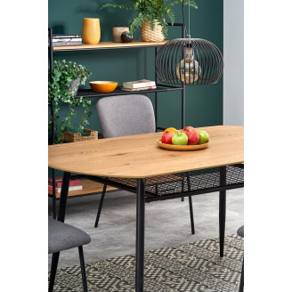 Stół loft z półką Jackson 160x90 dąb złoty/czarny Halmar do salonu i jadalni