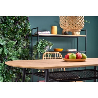 Stół loft z półką Jackson 160x90 dąb złoty/czarny Halmar do salonu i jadalni