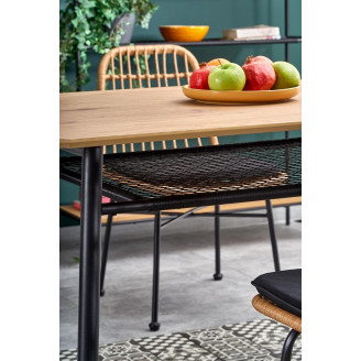 Stół loft z półką Jackson 160x90 dąb złoty/czarny Halmar do salonu i jadalni