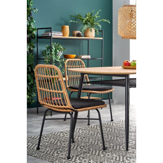 Stół loft z półką Jackson 160x90 dąb złoty/czarny Halmar do salonu i jadalni
