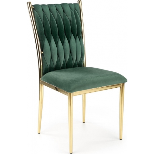 Modne Krzesło welurowe na złotych nogach K436 zielone Halmar do kuchni i jadalni