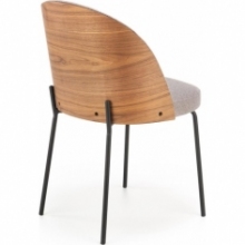 Modne Krzesło tapicerowane z drewnianym oparciem K451 popielaty/jasny orzech Halmar do kuchni i jadalni