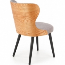 Modne Krzesło tapicerowane z drewnianym oparciem K452 popielaty/dąb naturalny Halmar do kuchni i jadalni
