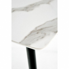 Stół szklany glamour Marco 120x70 biały marmur/czarny Halmar do salonu i jadalni