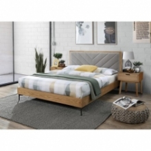 Łóżko skandynawskie tapicerowane Margarita 160 popielaty/naturalny Halmar do sypialni