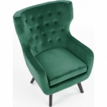 Nowoczesny Fotel welurowy pikowany "uszak" Marvel ciemny zielony Halmar do salonu