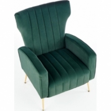 Nowoczesny Fotel welurowy glamour ze złotymi nogami Vario ciemny zielony Halmar do salonu