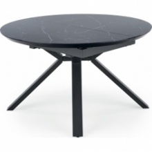Stół okrągły rozkładany Vertigo 130 czarny marmur/czarny Halmar do salonu i jadalni