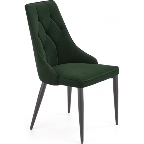 Krzesło welurowe pikowane K365 ciemno zielone Halmar do salonu, kuchni i jadalni.