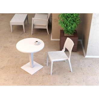Stół ogrodowy okrągły Riva 70 biały Siesta