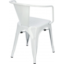 Designerskie Krzesło metalowe z podłokietnikami Paris Arms białe D2.Design do kuchni i jadalni.
