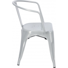 Designerskie Krzesło metalowe z podłokietnikami Paris Arms szare D2.Design do kuchni i jadalni.
