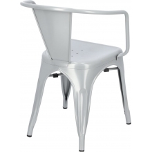 Designerskie Krzesło metalowe z podłokietnikami Paris Arms szare D2.Design do kuchni i jadalni.