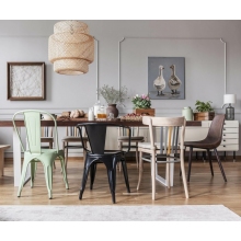 Designerskie Krzesło metalowe z podłokietnikami Paris Arms czarne D2.Design do kuchni i jadalni.