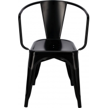 Designerskie Krzesło metalowe z podłokietnikami Paris Arms czarne D2.Design do kuchni i jadalni.