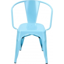 Designerskie Krzesło metalowe z podłokietnikami Paris Arms niebieskie D2.Design do kuchni i jadalni.