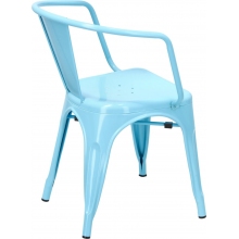 Designerskie Krzesło metalowe z podłokietnikami Paris Arms niebieskie D2.Design do kuchni i jadalni.