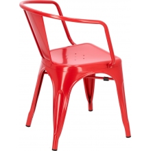 Designerskie Krzesło metalowe Paris Arms z podłokietnikami czerwone D2.Design do kuchni i jadalni.