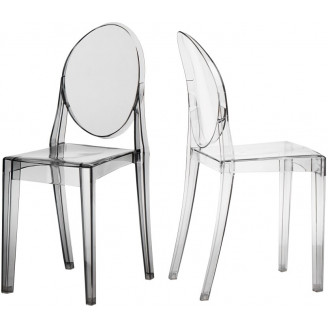Designerskie Krzesło z tworzywa Viki szare przezroczyste D2.Design do kuchni, kawiarni i restauracji.