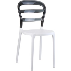 Stylowe Krzesło z tworzywa MISS BIBI białe/czarne przezroczyste Siesta do salonu, kuchni i restuaracji.