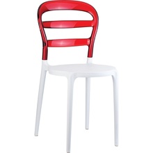 Stylowe Krzesło z tworzywa MISS BIBI białe/czerwone przezroczyste Siesta do salonu, kuchni i restuaracji.
