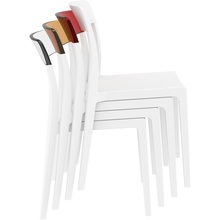 Stylowe Krzesło z tworzywa FLASH białe/bursztynowe przezroczyste Siesta do salonu, kuchni i restuaracji.