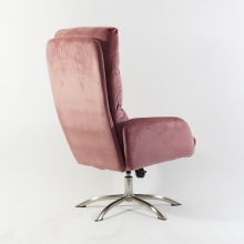 Nowoczesny Fotel wypoczynkowy z podnóżkiem Monroe Velvet antyczny róż Signal do salonu, sypialni i poczekalni.