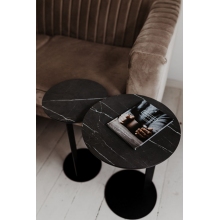 Stolik boczny okrągły Oden 35 grey pietra Nordifra do salonu i sypialni