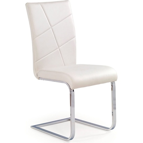 Krzesło nowoczesne z ekoskóry na płozie K108 białe Halmar do jadalni, kuchni i salonu.