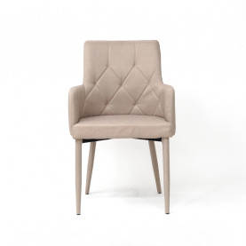 Krzesło pikowane z podłokietnikami Ricardo beżowe Signal do kuchni, jadalni i salonu. 2