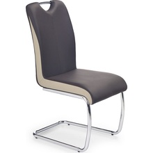 Krzesło nowoczesne z ekoskóry na płozie K184 brąz/champagne Halmar do jadalni, kuchni i salonu.