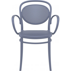 Krzesło ażurowe z podłokietnikami Marcel XL ciemno szare Siesta 2