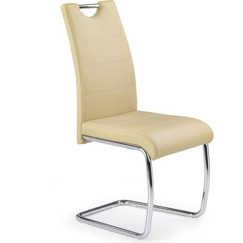 Krzesło nowoczesne z ekoskóry na płozie K211 beżowe Halmar do jadalni, kuchni i salonu.
