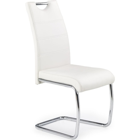 Krzesło nowoczesne z ekoskóry na płozie K211 białe Halmar do jadalni, kuchni i salonu.