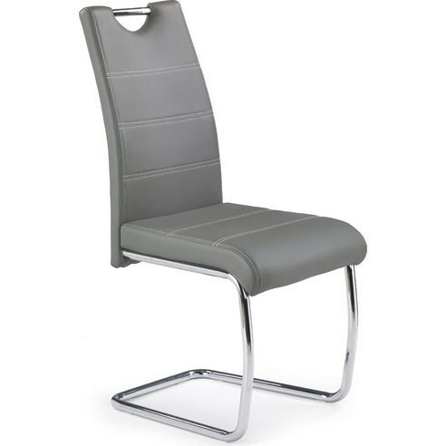 Krzesło nowoczesne z ekoskóry na płozie K211 popielate Halmar do jadalni, kuchni i salonu.