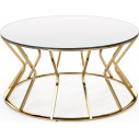 Stolik szklany glamour Afina 90cm lustro/złoty Halmar