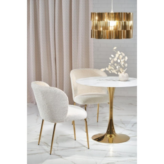Stół szklany glamour Halmar Casemiro 90cm - Biały marmur/Złoty