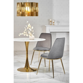 Stół szklany glamour Halmar Casemiro 90cm - Biały marmur/Złoty