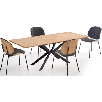 Stół rozkładany loft Legarto 160x90 dąb/czarny | Halmar