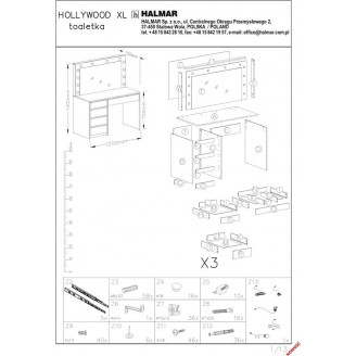 Toaletka Halmar Hollywood XL - Lustro, Szuflady, 120x55cm | Kup Teraz!